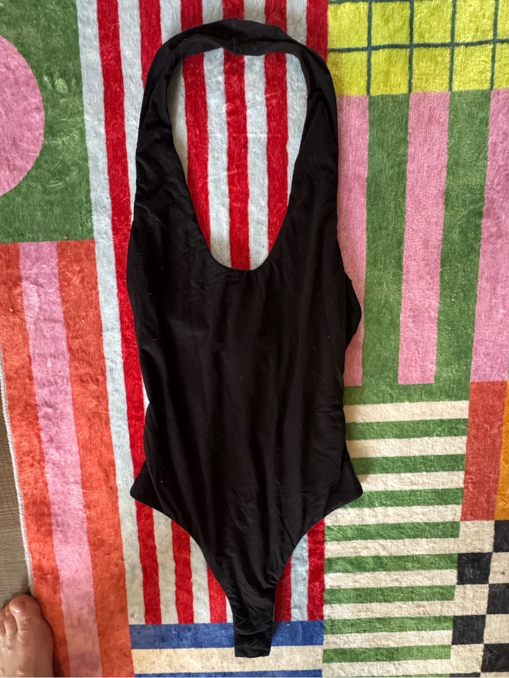 Black Scoop-Back One-Piece bodysuit